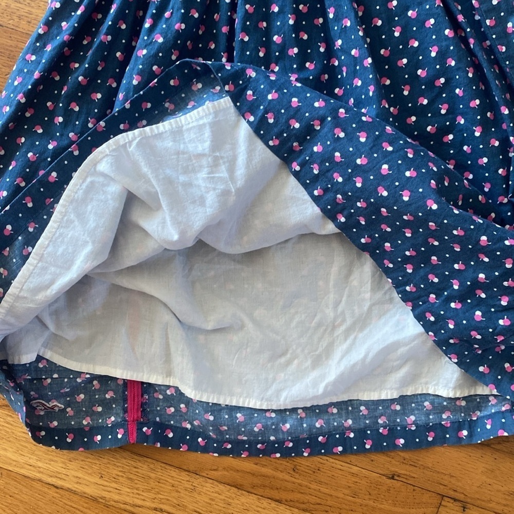 Hollister Navy Blue Pink White Polka Dot Mini Racerback Dress Size Medium - Picture 9 of 11
